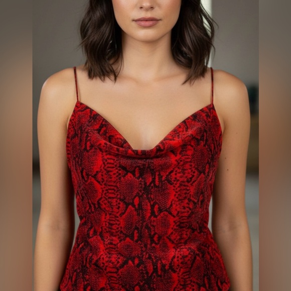 Alice + Olivia Tops - Alice + Olivia Red Snake Lace Spaghetti Strap Top